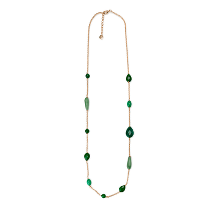 Collana lunga con pietre a goccia sui toni del verde - Mya Accessories