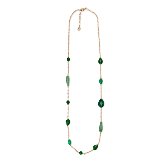 Collana lunga con pietre a goccia sui toni del verde - Mya Accessories