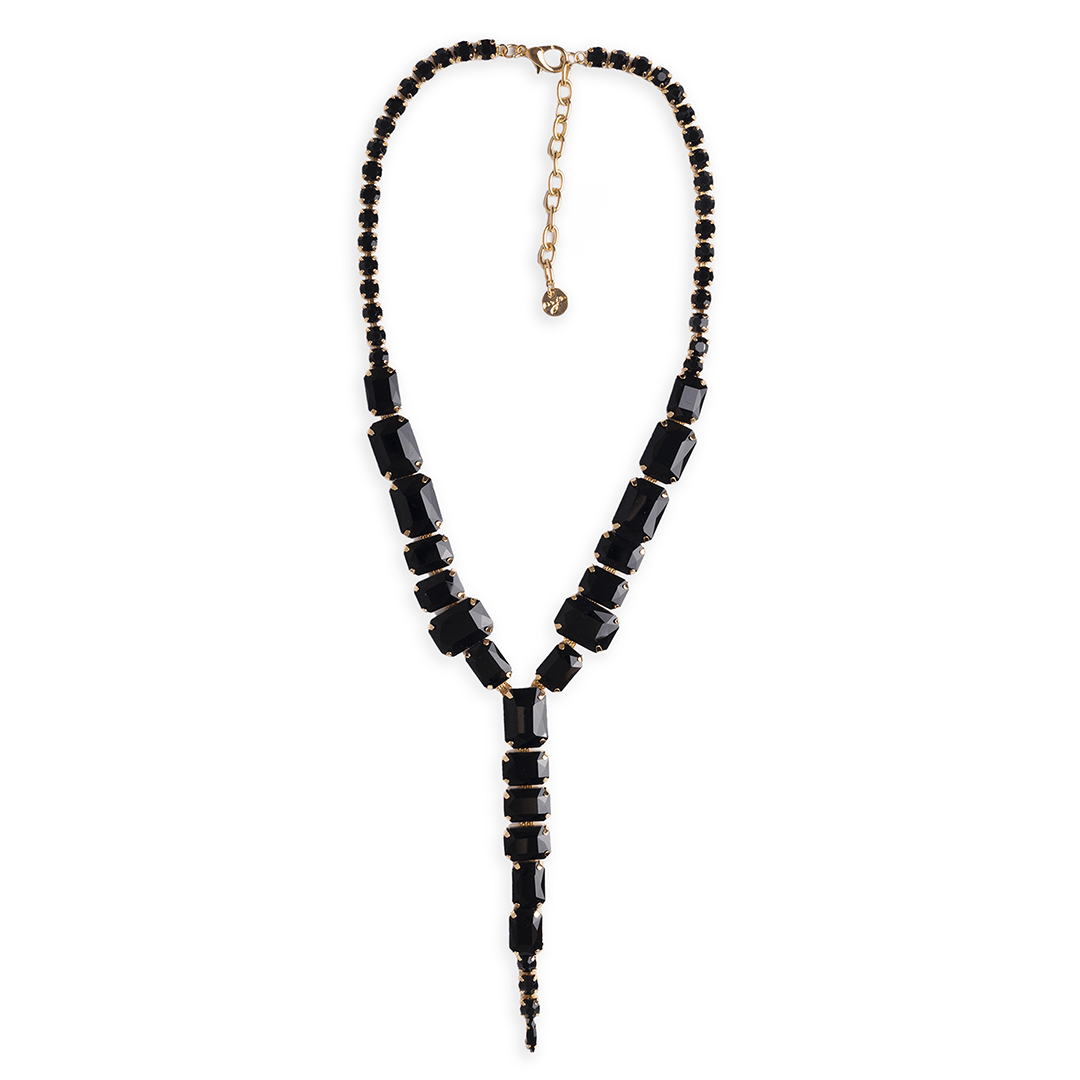 Collana girocollo con pietre in vetro nero irregolari - Mya Accessories
