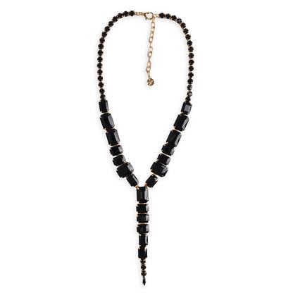 Collana girocollo con pietre in vetro nero irregolari - Mya Accessories