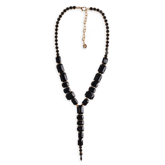 Collana girocollo con pietre in vetro nero irregolari - Mya Accessories