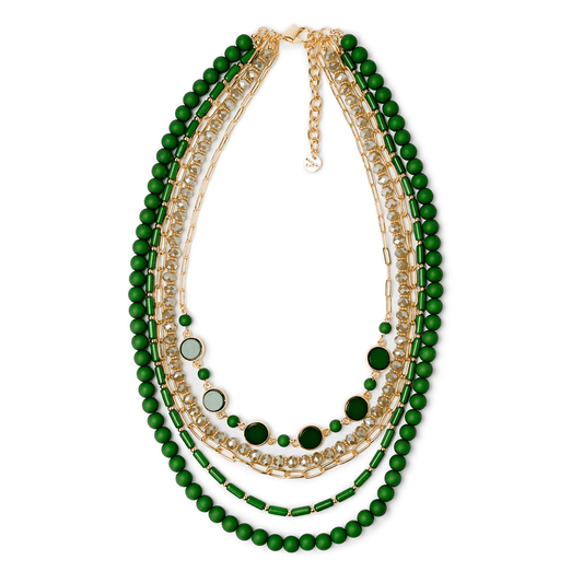 Collana multilinee in vetro e resina verde - Mya Accessories
