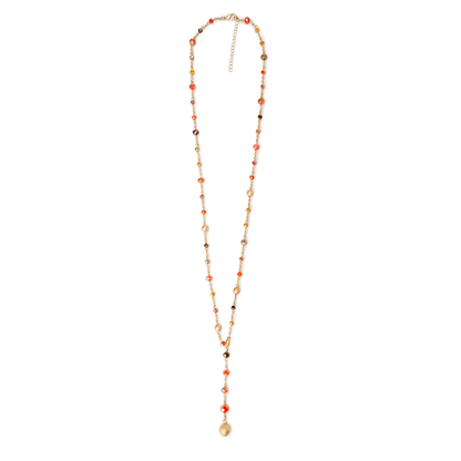 Collana lunga con pietre in vetro sui toni dell'arancio - Mya Accessories