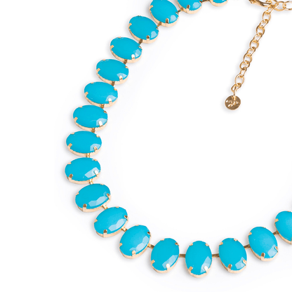 Collana girocollo con pietre ovali in resina ceruleo - Mya Accessories