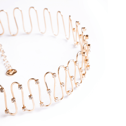 Girocollo rigido ondulato con pietre crystal - Mya Accessories