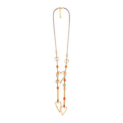Collana da donna con laccio e pendente arancio - Mya Accessories