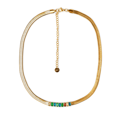 Girocollo snake piatto con pietre multicolore - Mya Accessories