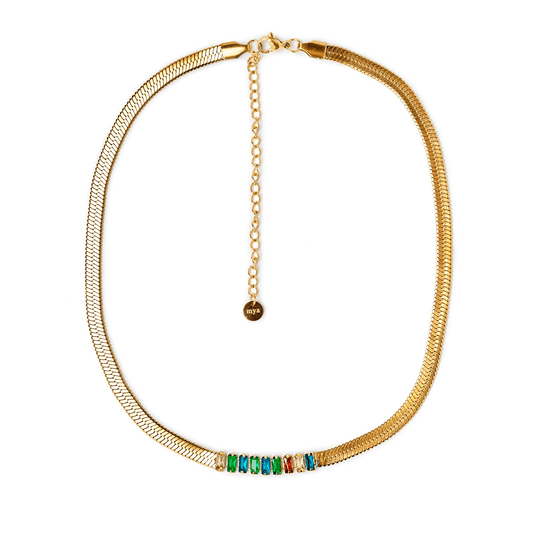 Girocollo snake piatto con pietre multicolore - Mya Accessories