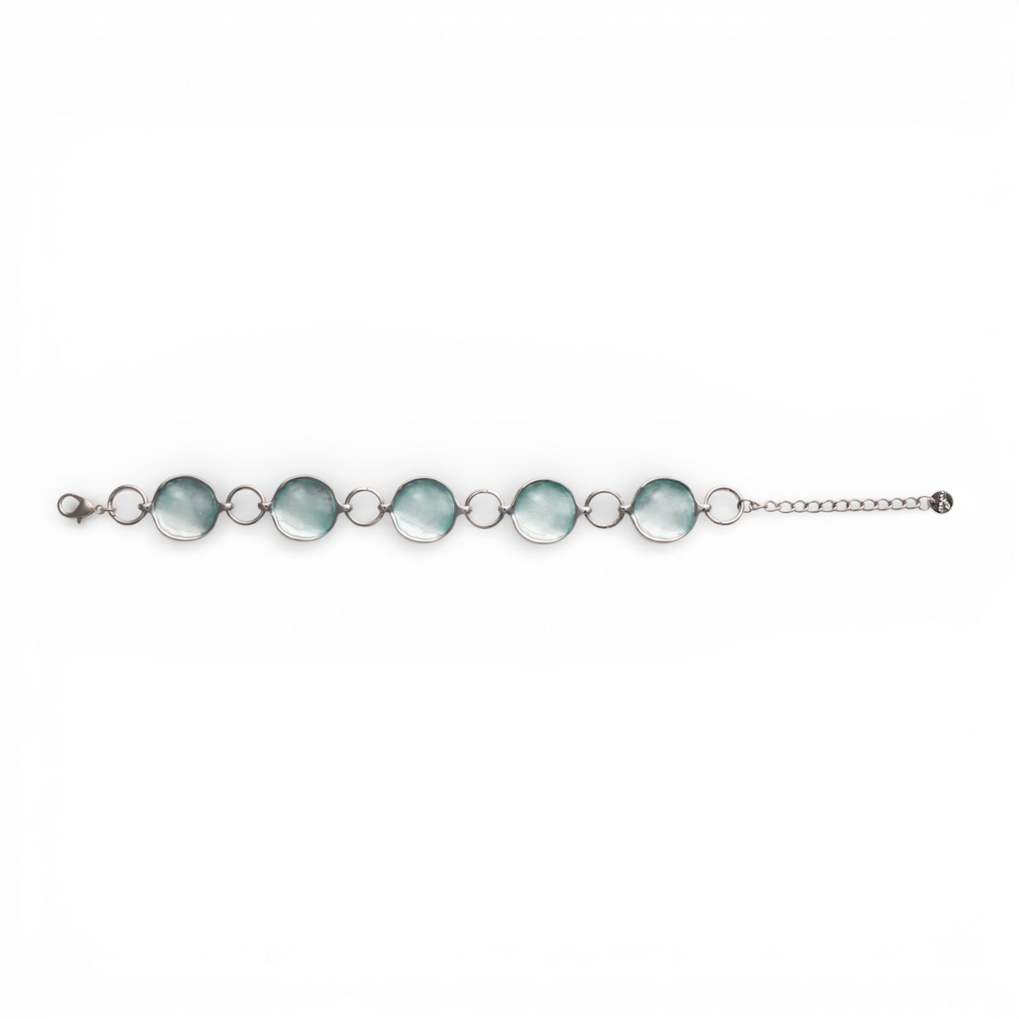 Bracciale a catena con inserti circolari smaltati celeste