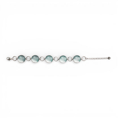 Bracciale a catena con inserti circolari smaltati celeste