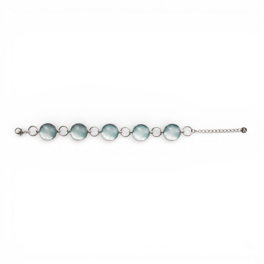 Bracciale a catena con inserti circolari smaltati celeste