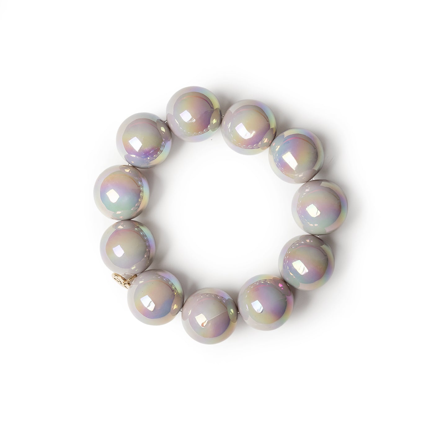 Bracciale elastico con sfere lucide in acrilico grigie