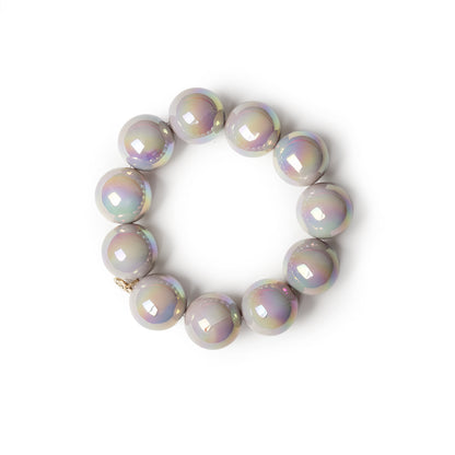 Bracciale elastico con sfere lucide in acrilico grigie