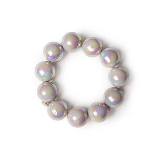 Bracciale elastico con sfere lucide in acrilico grigie