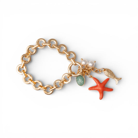 Bracciale con maglia circolare con charms marini