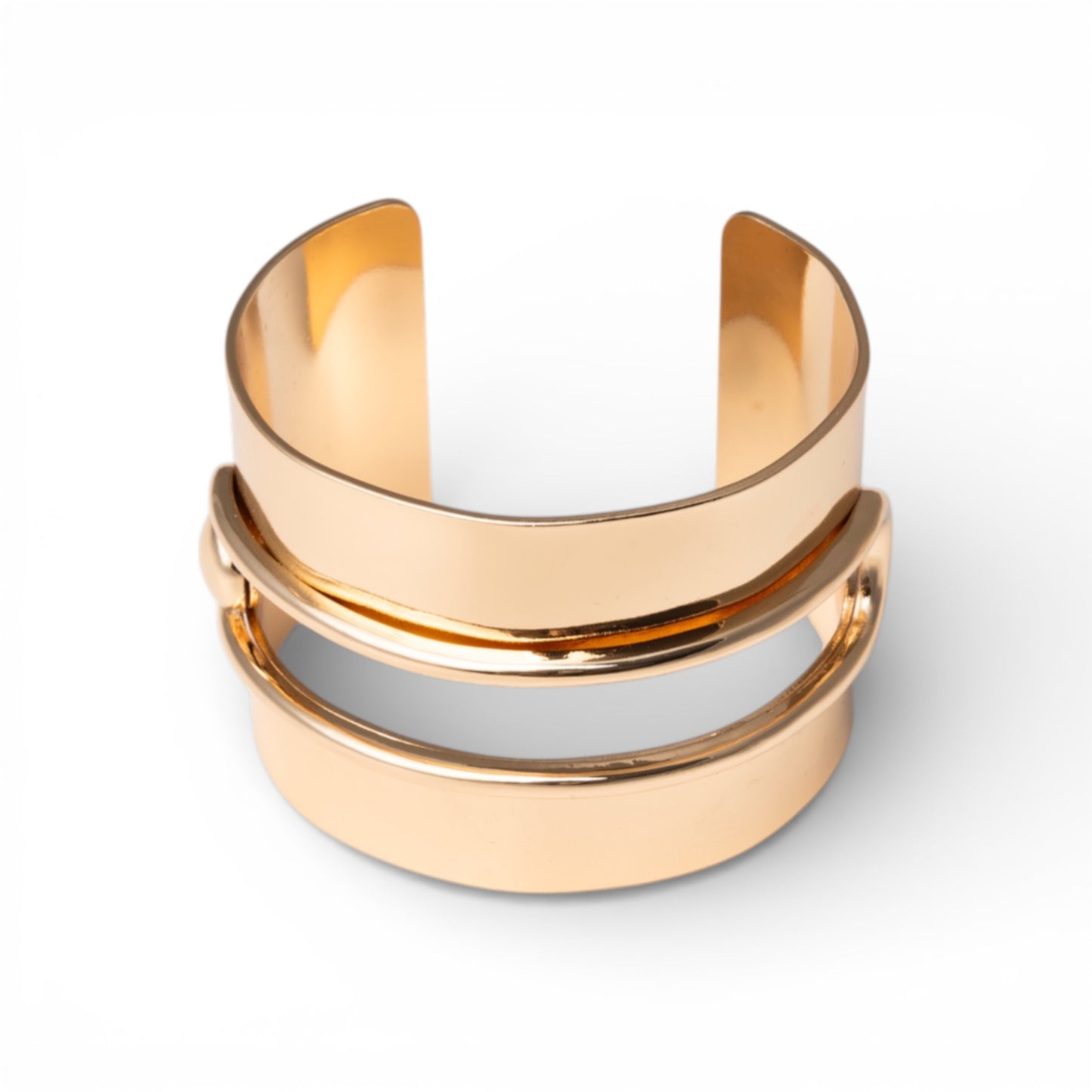 Bracciale rigido in metallo lucido forato