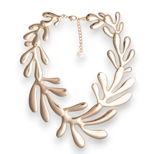 Collana girocollo in metallo con design a foglie
