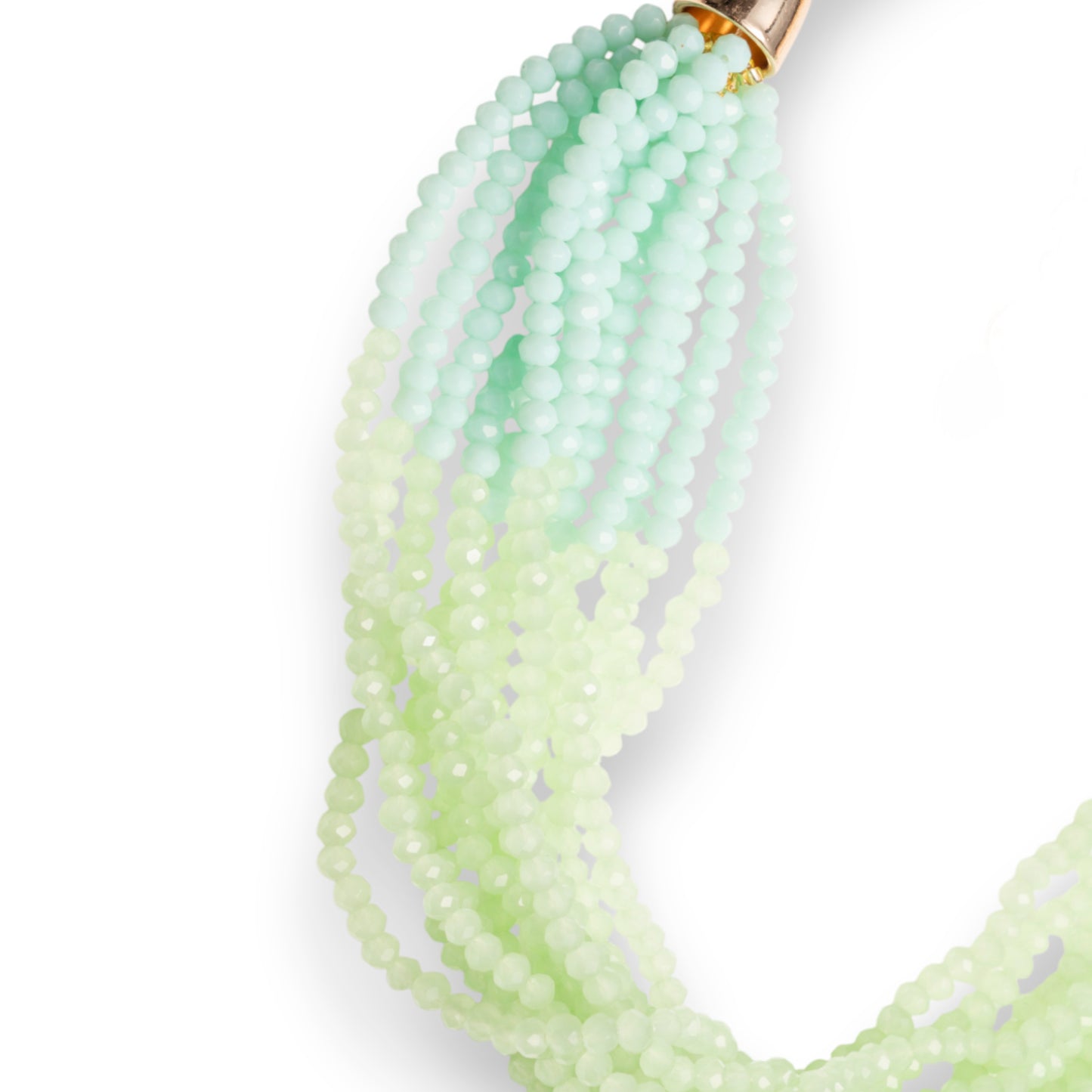 Collana girocollo multi filo di pietre in vetro multi verde