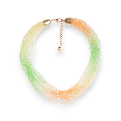 Collana girocollo multi filo di pietre in vetro multicolore