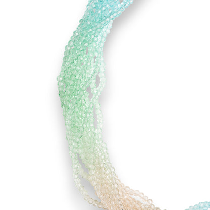 Collana girocollo multi filo di pietre in vetro multicolore