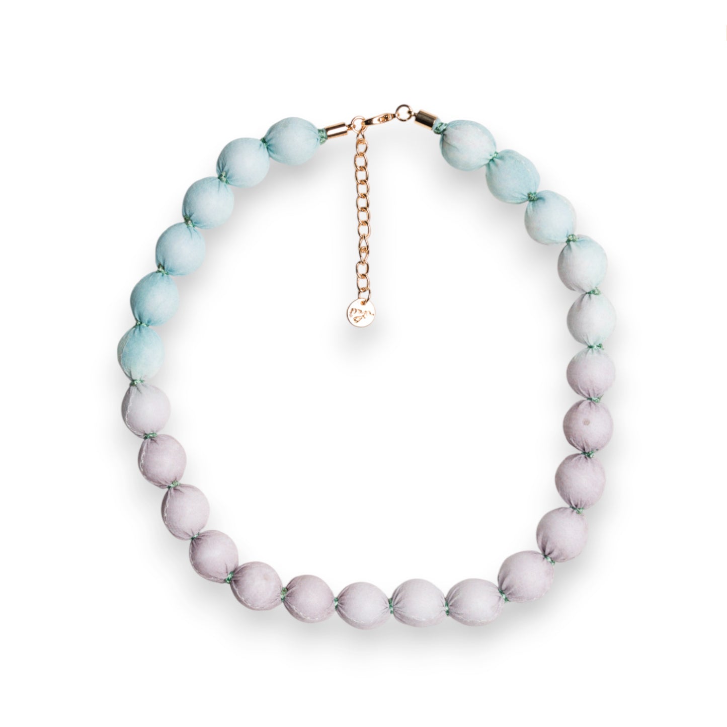 Collana girocollo con caramelle in cotone tono azzurro