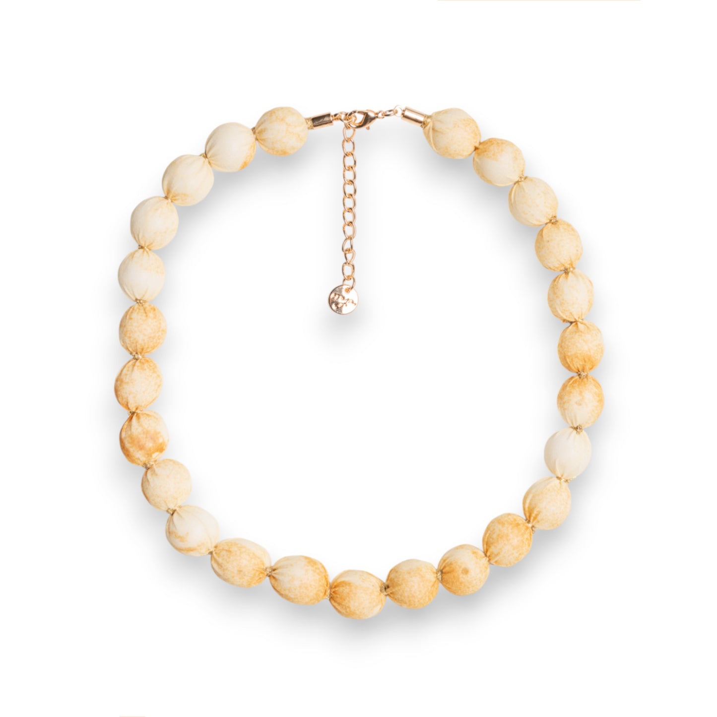 Collana girocollo con caramelle in cotone tono beige