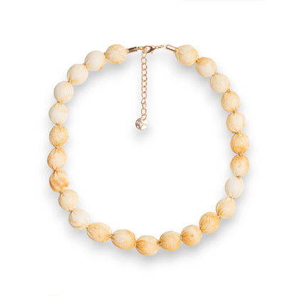Collana girocollo con caramelle in cotone tono beige