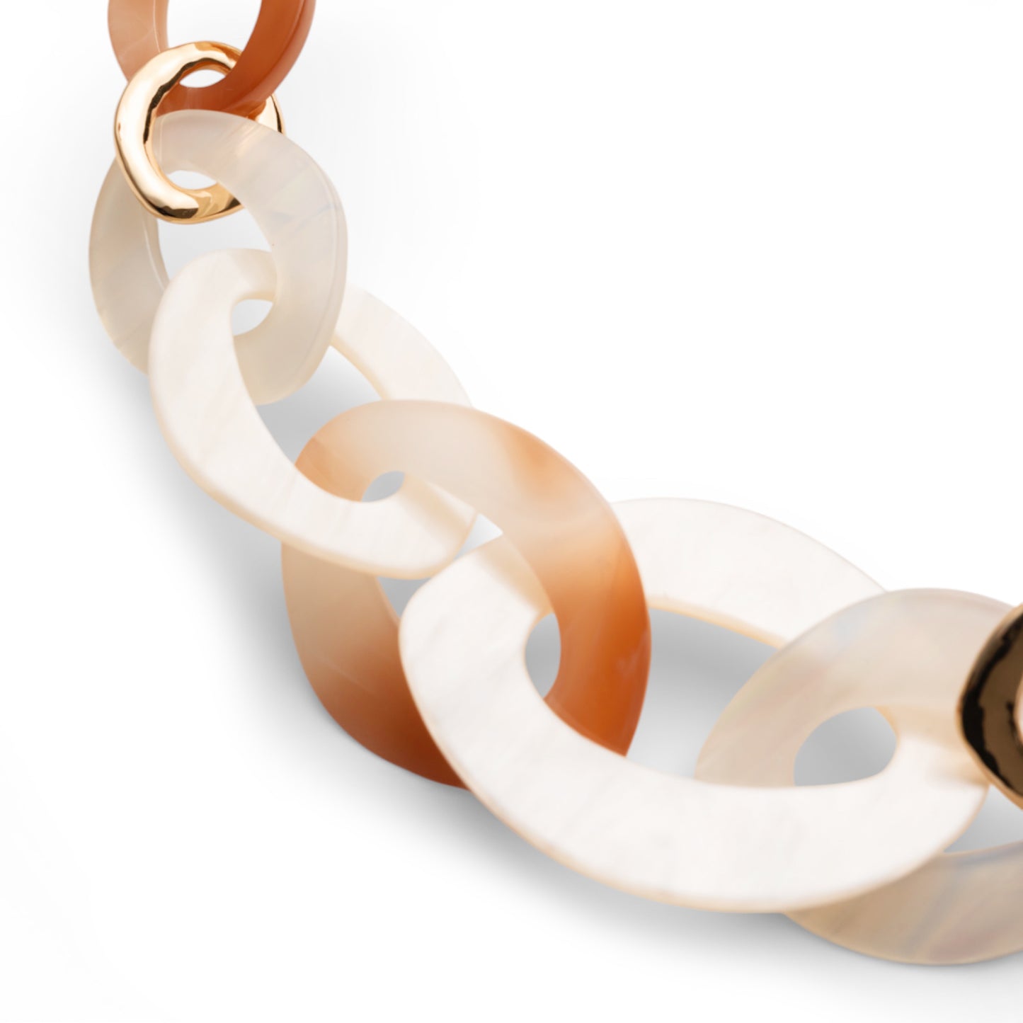 Collana girocollo a catena con inserti in acrilico ovali tono beige