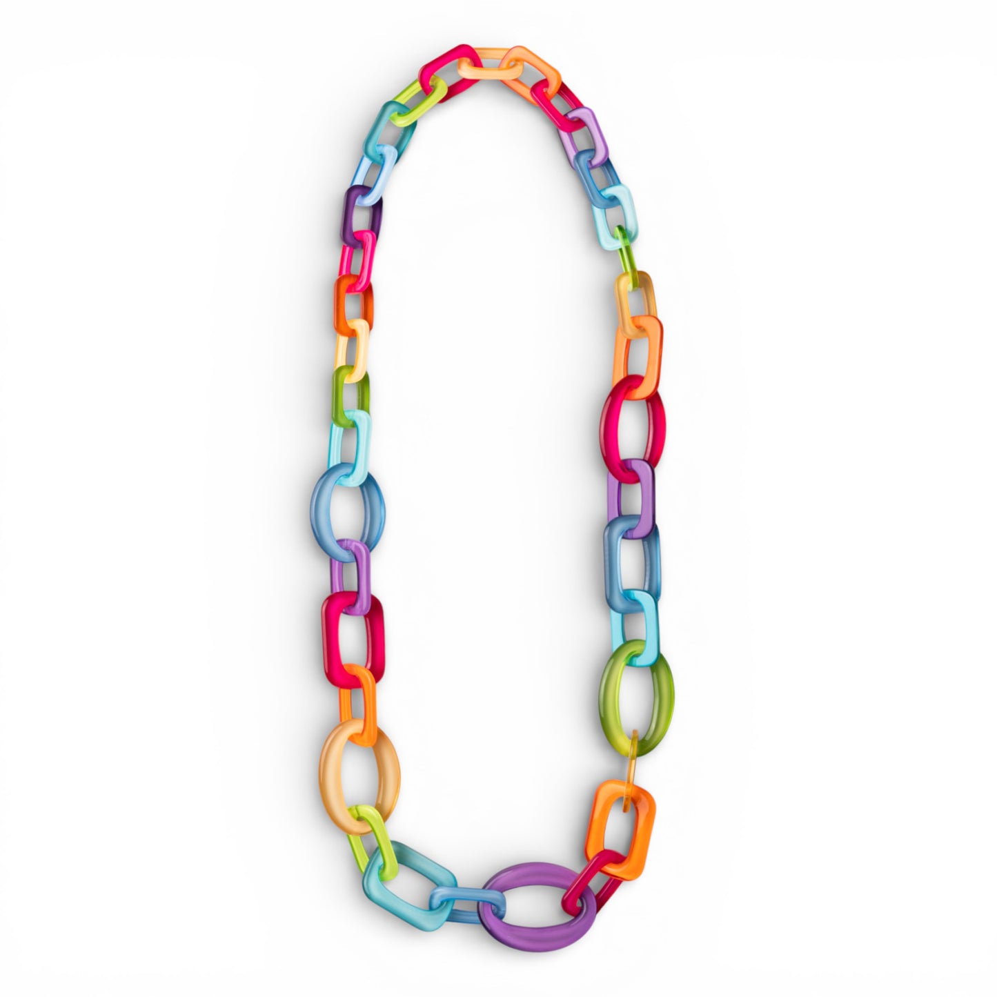 Collana lunga con catena in acrilico multicolore