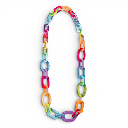 Collana lunga con catena in acrilico multicolore