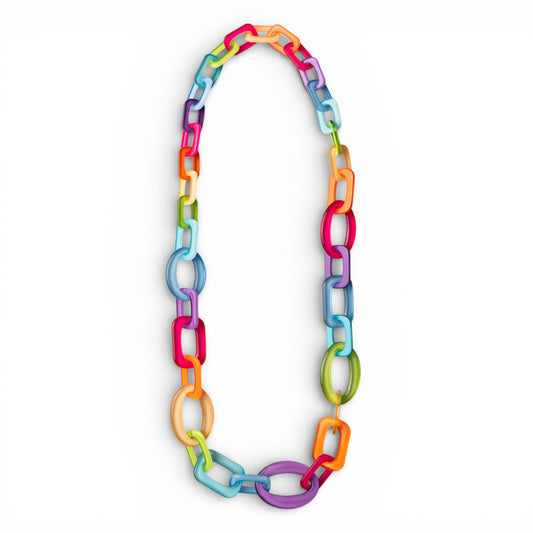 Collana lunga con catena in acrilico multicolore