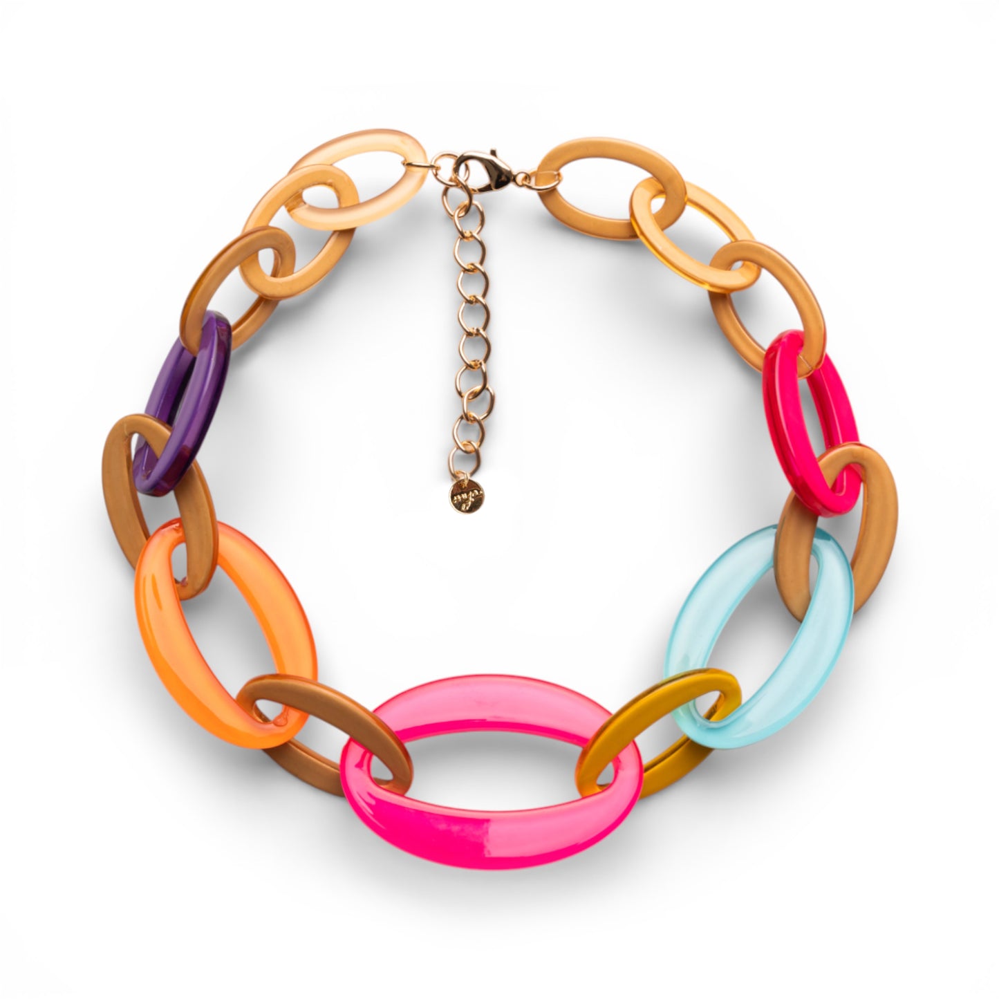 Collana girocollo con catena in acrilico multicolore