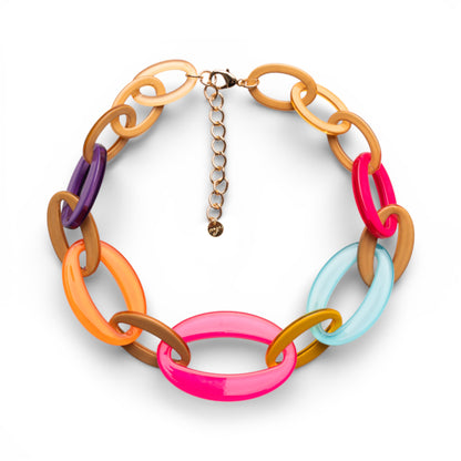 Collana girocollo con catena in acrilico multicolore
