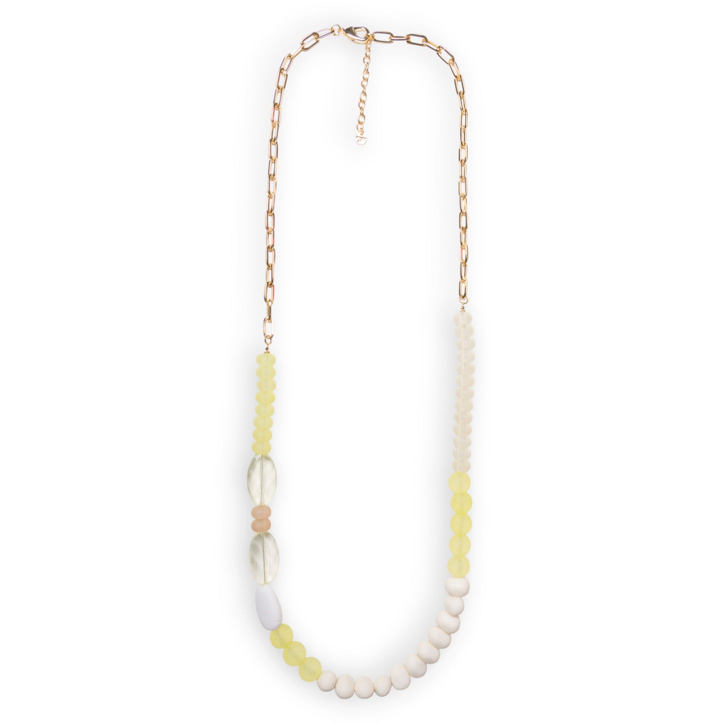 Collana lunga a catena con pietre in acrilico gialle