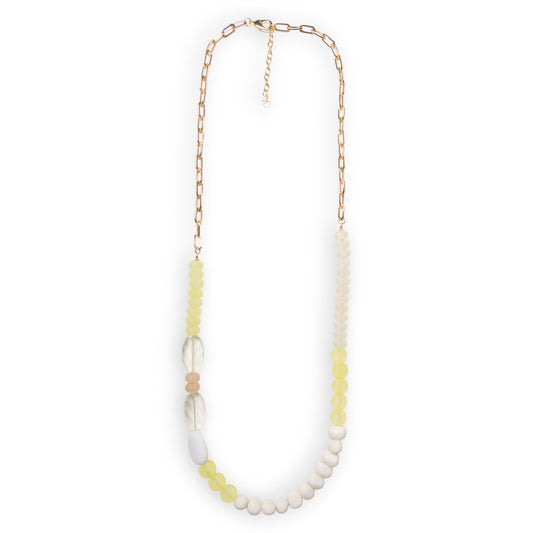 Collana lunga a catena con pietre in acrilico gialle