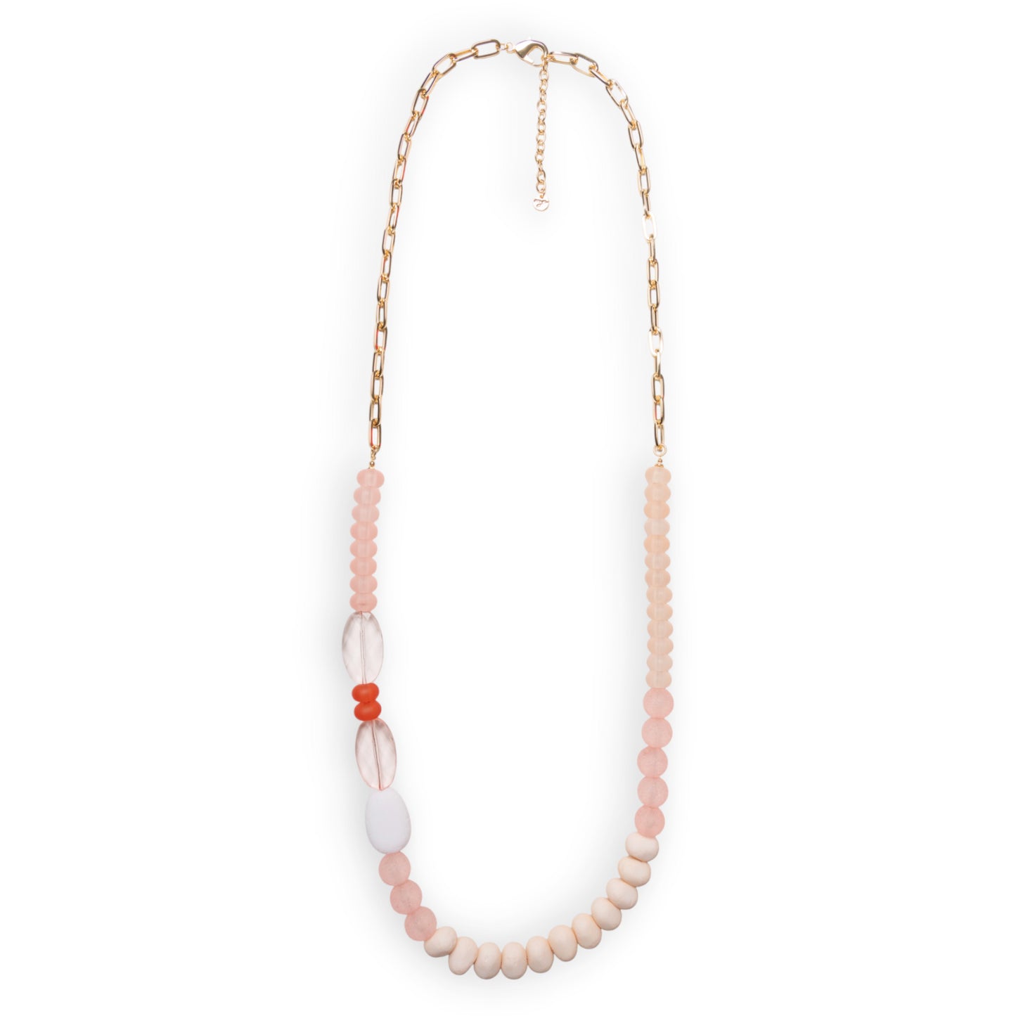 Collana lunga a catena con pietre in acrilico arancio