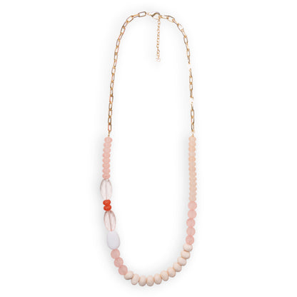 Collana lunga a catena con pietre in acrilico arancio