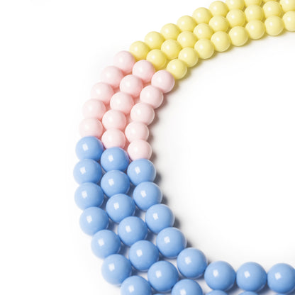 Collana girocollo a tre fili con sfere in acrilico multicolore