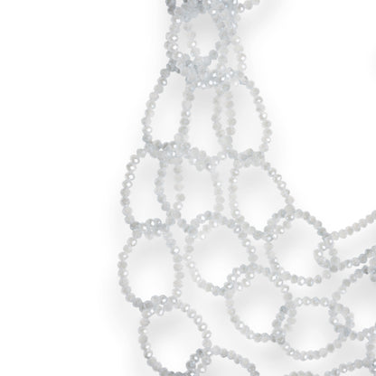 Collana multi fili strutturata con pietre in vetro grigio