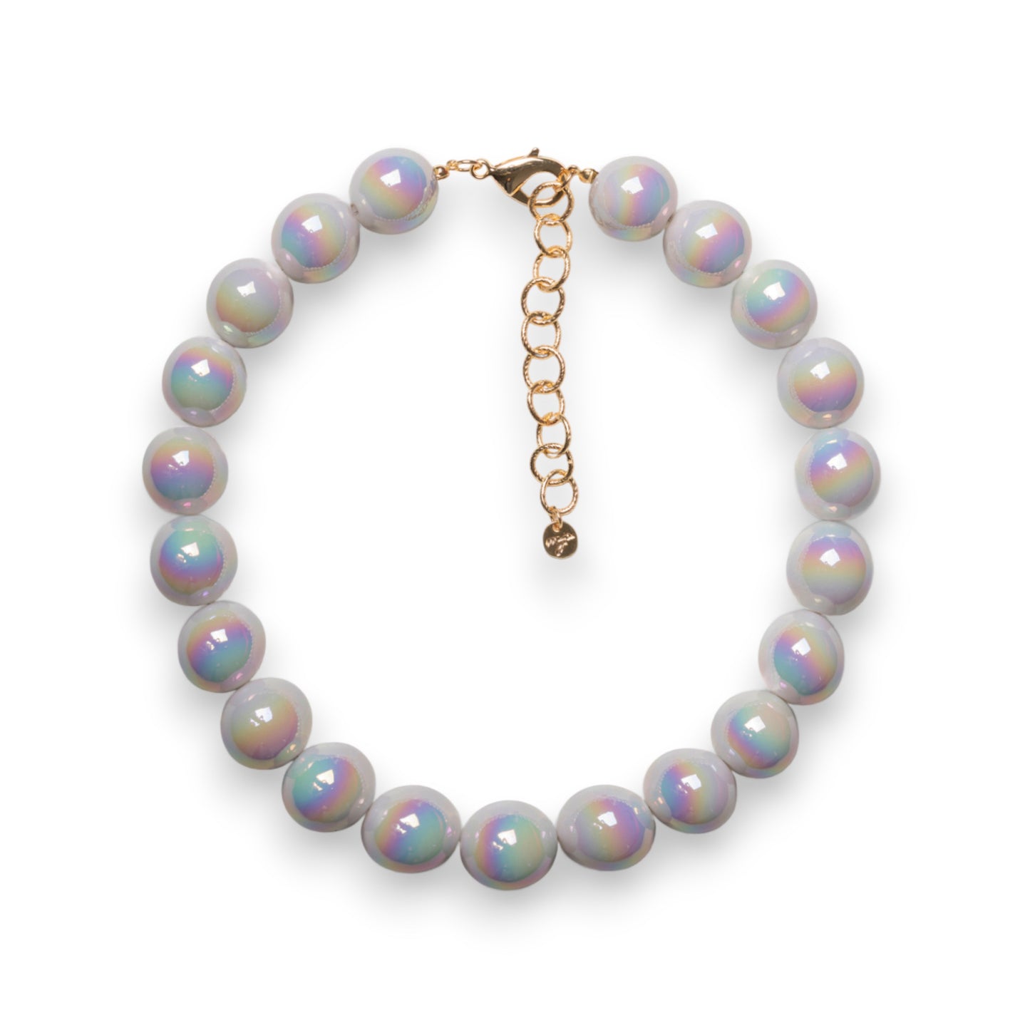Collana girocollo con sfere in acrilico lucide grigie