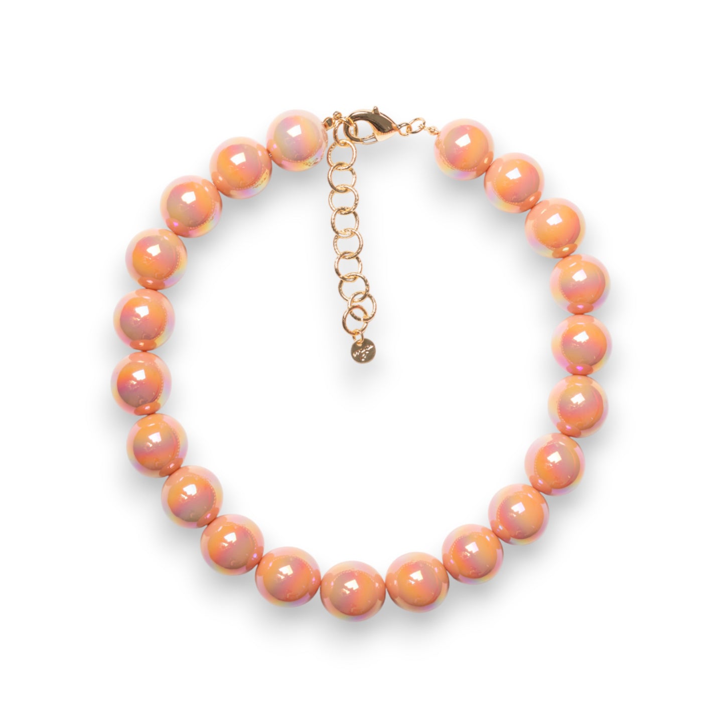 Collana girocollo con sfere in acrilico lucide rosa