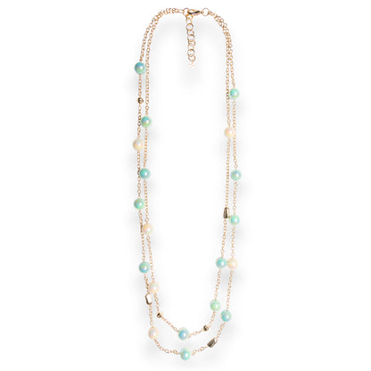 Collana lunga a due linee in catena con sfere in acrilico lucide multi verde