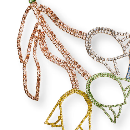 Collana girocollo in filo di strass con pietre in vetro design a tulipani multicolore