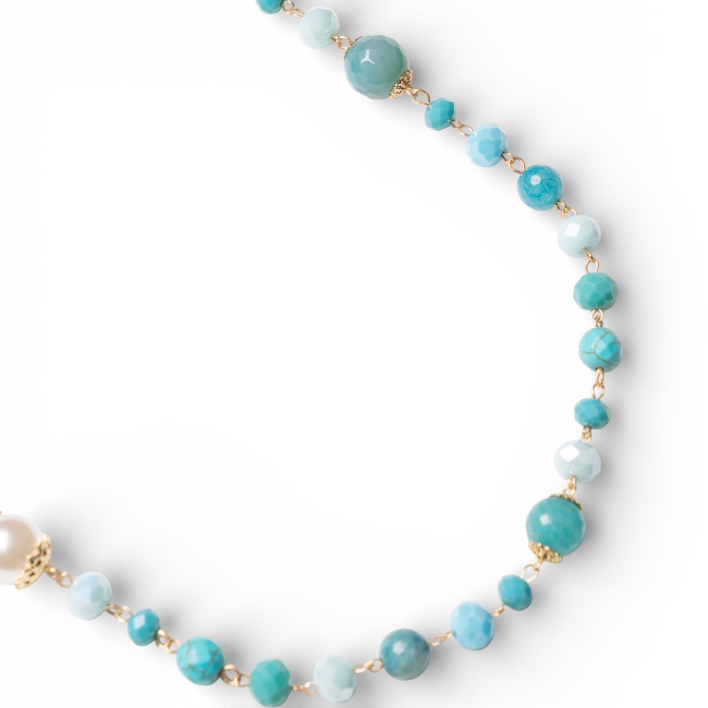 Collana lunga con pietre dure tono turchese