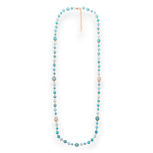 Collana lunga con pietre dure tono turchese