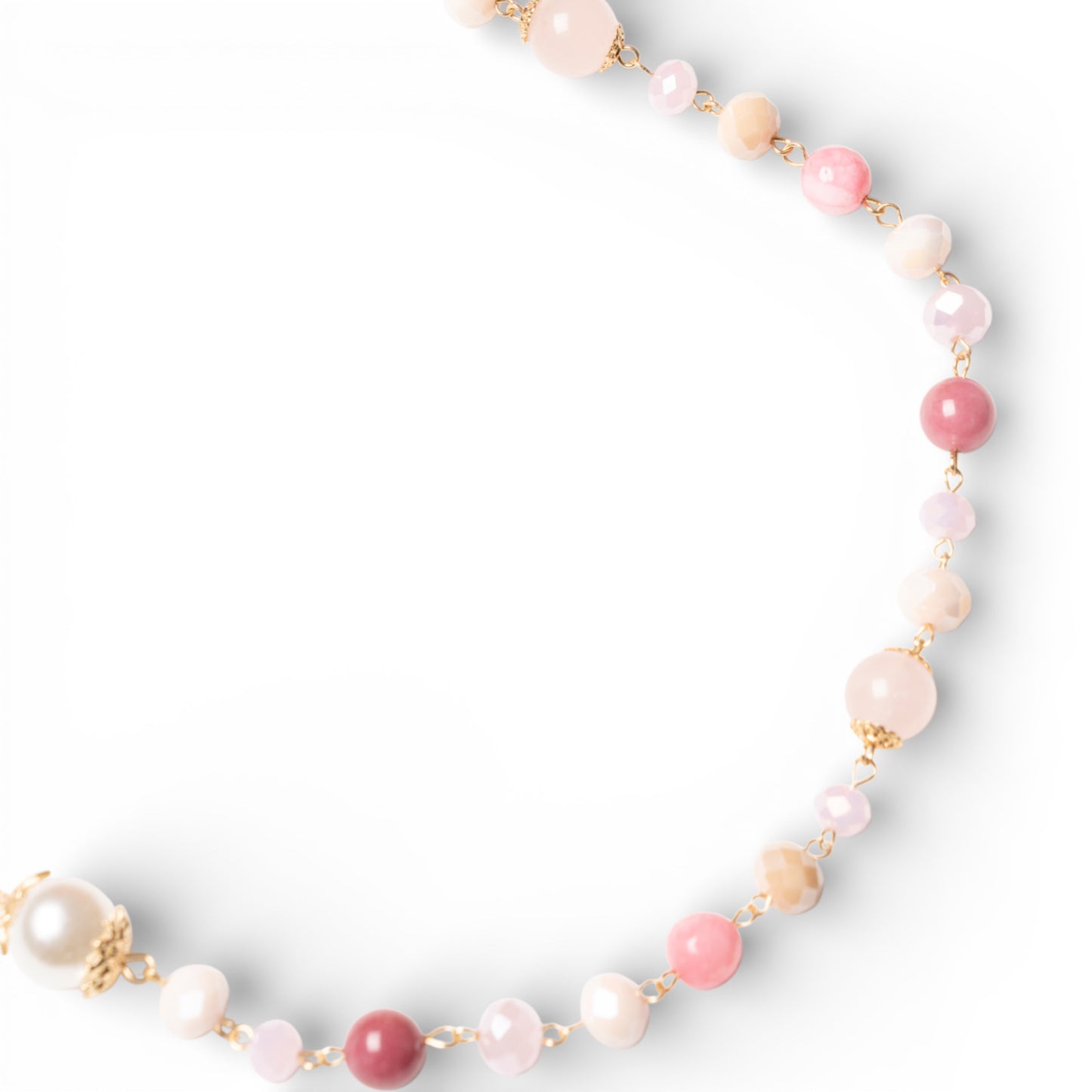 Collana lunga con pietre dure tono rosa