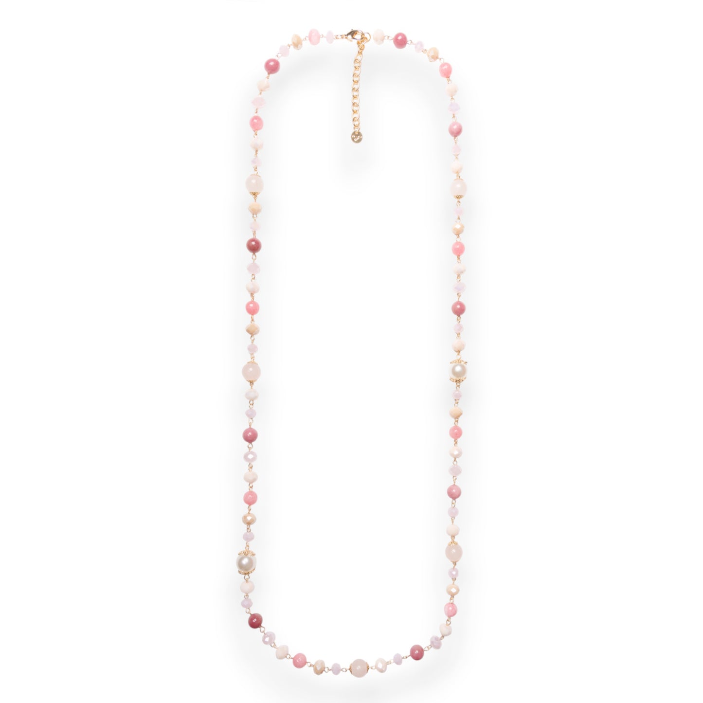 Collana lunga con pietre dure tono rosa