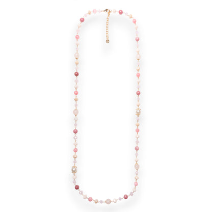 Collana lunga con pietre dure tono rosa