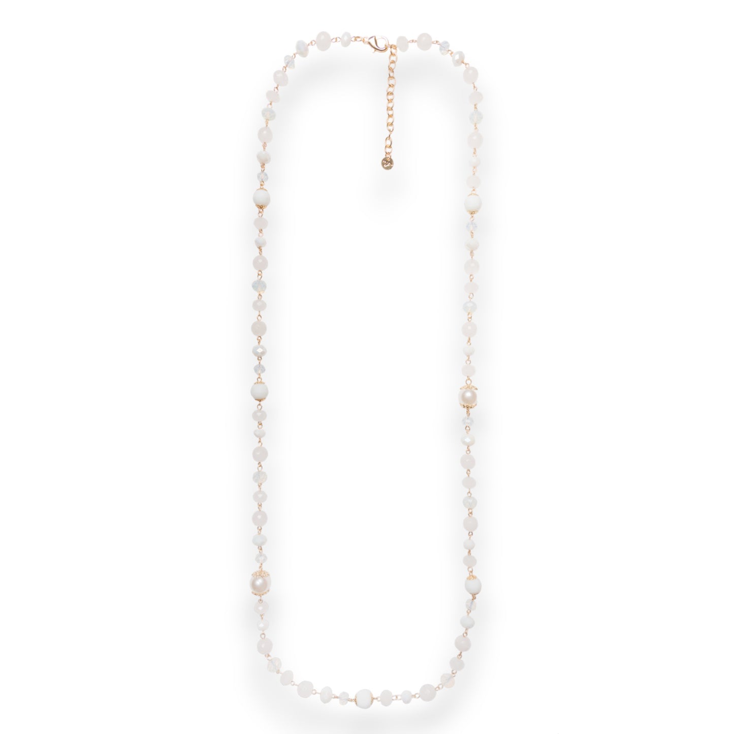 Collana lunga con pietre dure bianche