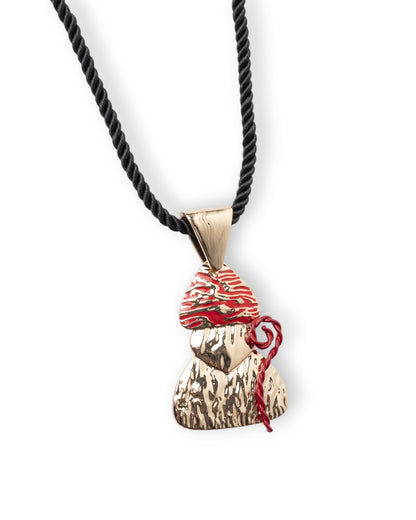 Collana in corda nera con pendente san Gennaro in metallo